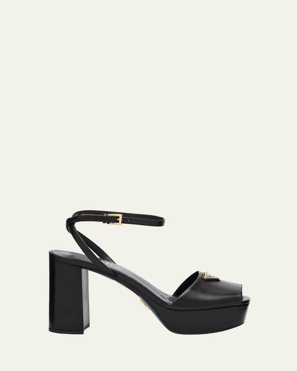 Nappa Triangle Peep-Toe Platform Sandals